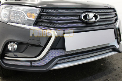 Защита радиатора Lada Vesta 2015- / Vesta SW 2017- / Vesta Cross 2018- / Vesta SW Cross 2018- (4 части) chrome верх