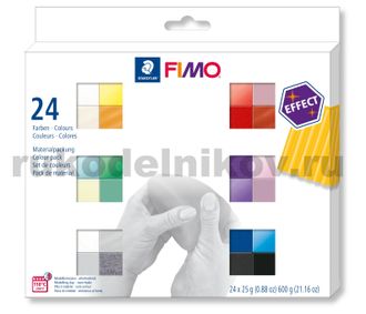 набор Fimo Effect, 24 цвета по 25 грамм