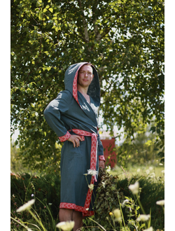 Халат для бани из крапивы "Легкий Пар" зеленый с капюшоном