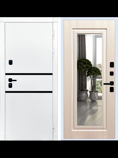 Входная дверь Rx15 с панелью зеркало ФЛЗ 120 лиственница бежевая