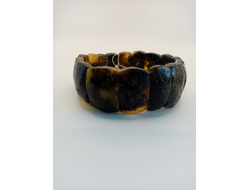 Браслет из пластин темно-зеленого янтаря 3