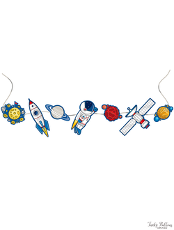 Гирлянда бумажная "С Днем рождения" Космос