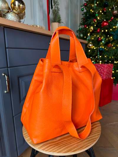 Женская сумка шоппер из натуральной кожи Vera Pelle цвет оранжевый 022033
