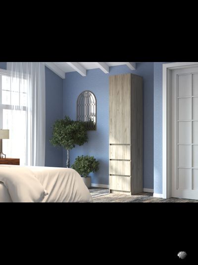 Бохо ШК-003 шкаф с ящиками 1 ств Дуб Крафт Серый/Кашемир