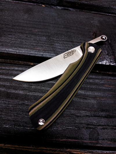 Фрикционный складной нож Микрос+ сталь AUS10, рукоять G10, цвет тайга