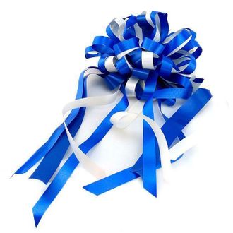 Подарочный Бант-шар Пастель "Комбо" Синий с белым, 11 см /d-38,5 см