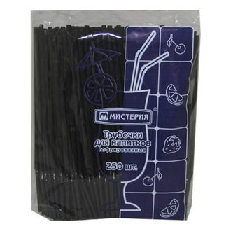 Трубочки для коктейля, гофра, 210мм,d=5мм, черные 250 штук в упаковке ПП