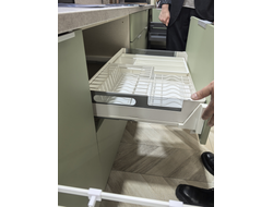 Выдвижная сушка-корзина в базу 800мм со стеклом, Soft-Close, в цвете Белый матовый,  серия GLX (856-80-02) TALISMAN *