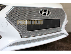 Защита радиатора Hyundai Solaris 2017- chrome низ PREMIUM