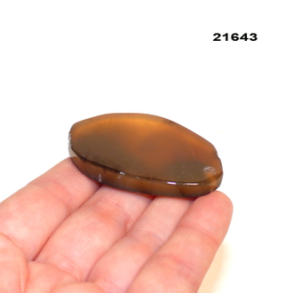 Агат натуральный (срез) арт.21643: коричнево-черный с отв. - 18,4г - 49*33*6мм