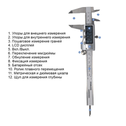 Цифровой штангенциркуль 150 мм. из нержавеющей стали
