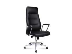 Кресло Nancy black/алюминиевая база/черная экокожа