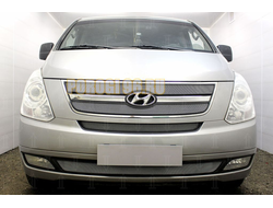 Защита радиатора Hyundai Starex H1 II 2007-2015 под буксировочный крюк chrome низ