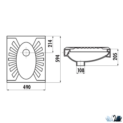 Чаша Генуя Creavit TP590-00CB00E-0000 Керамическая 500 х 600 мм овальная