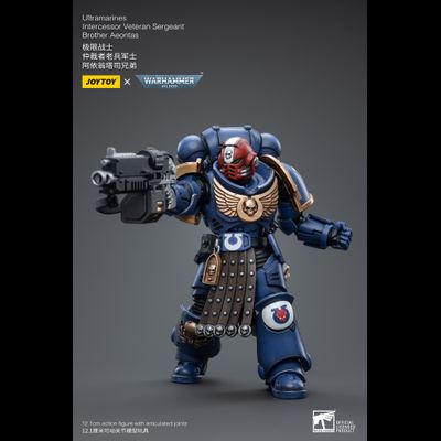 Интерцессор-ветеран Ультрамаринов (Warhammer 40k) - КОЛЛЕКЦИОННАЯ ФИГУРКА 1/18 Ultramarines Intercessor Veteran Sergeant Brother Aeontas (JT4386) - JOYTOY