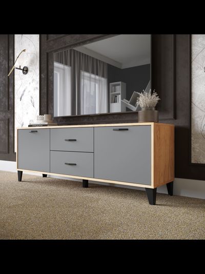 ТВМ-6 Тумба под ТВ Дуб Крафт золотой/Графит серый