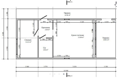Одноэтажный каркасный дом с одной спальней 81м² (SK58)