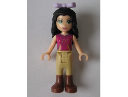 Friends Emma - Tan Riding Pants, Magenta Top with Yellow and Dark Purple Trim, Lavender Bow, n/a (frnd156)