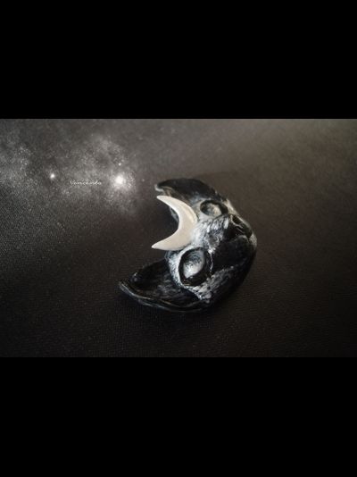 Необычная брошь в стиле фэнтези "Лунный котик - заклинатель звёзд"