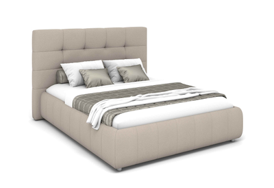 Двуспальная односпальная мягкая кровать Крит Ривалли (Rivalli), высокое изголовье, металлоскелет, в съемных чехлах с подъемным механизмом