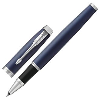Ручка-роллер подарочная PARKER "IM Core Matte Blue CT", темно-синий матовый лак, хромированные детали, черная, 1931661