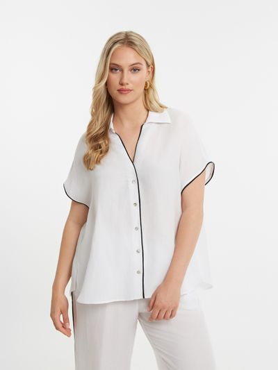 Женская летняя рубашка с контрастном кантом