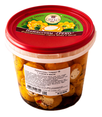 Патиссоны 3-5 см. желтые с сыром в масле пл. ведро Greko, 1 кг./0.55 кг.