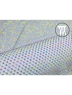 Сетка со стразами SS 10 cristall AB, цв. Белый