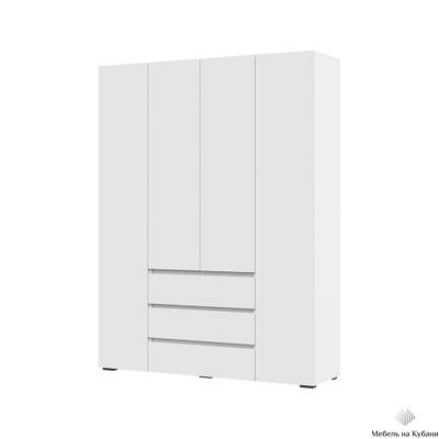 Хелен ШК 05 шкаф 4-х створчатый с ящиками Белый