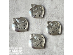 Подвески "Сердечко friends forever / sisters always" 13х15 мм, цвет античное серебро, цена за штуку