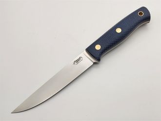 Нож Рыбацкий М сталь N690 синяя микарта с насечкой
