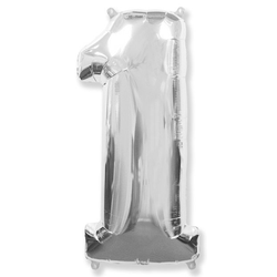 Воздушный шар фольгированный "Цифра 1. Серебро"  (Испания) 102 см.