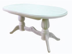 Обеденный стол Стол обеденный "Рифей 01" раздвижной 160/200*90 (Белый/патина)