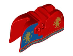 Horse Barding, Smooth Edge with Gold Lions and Border and Blue Panel Pattern, Red (13744pb03 6334630)