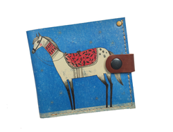 Портмоне-бифолд с принтом "Лошадь на синем"
