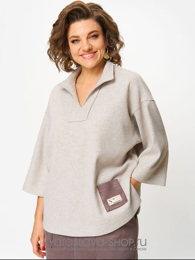 Женский 2-х предметный костюм, состоящий из трикотажной туники и юбки из замши