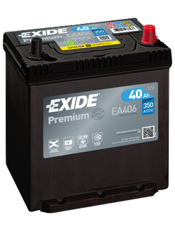 АККУМУЛЯТОР автомобильный EXIDE PREMIUM EA406 (Азиатский тип корпуса) JR+ 40Ah 350А (En)