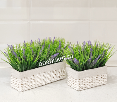 Искусственная трава Осока с лавандой в боксе № Т007