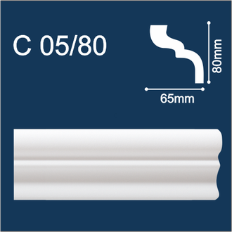 С05/80  плинтус потолочный экструдированный, белый