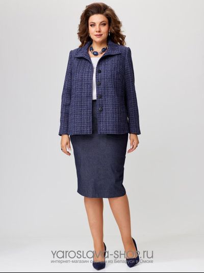 Модель:1784.Женское костюм: твидовый жакет и джинсовая юбка