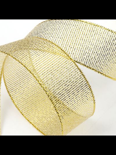 Лента метал. с люрексом/парча 25мм (золото), 22,8м
