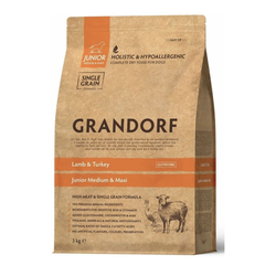 Grandorf Junior (Грандорф): для щенков средних и крупных пород ягненок с индейкой,  3 кг
