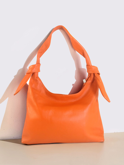 (АРТИКУЛ: 10148/2/5) СУМКА-МЕШОК ЖЕНСКАЯ, БОЛЬШАЯ, НАТУРАЛЬНАЯ КОЖА, ЯРКО-ОРАНЖЕВАЯ, ЧЕРЕЗ ПЛЕЧО *