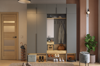 Композиция прихожей БАСКО Графит/Дуб Крафт золотой