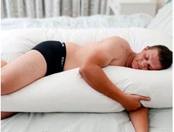 Подушка для мужчин на молнии с ластовицей U 340 см наполнитель био пух с наволочкой на молнии сатин страйп цвет белый