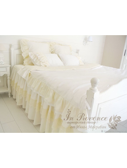 Постельное белье в цвете шампань с кружевом на сетке, винтаж