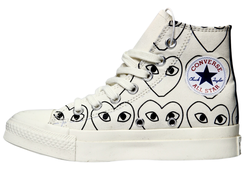 Кеды Converse Play Comme Des Garcons с сердечками высокие белые