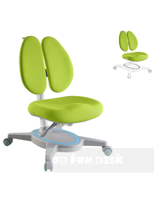 Детское эргономичное кресло FunDesk Primavera II Blue + зеленый чехол в подарок