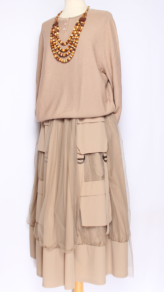 Джемпер тонкий ХЛОПОК "ТРИ ПУГОВКИ"  бежевый, трава, оранжевый  до р.50