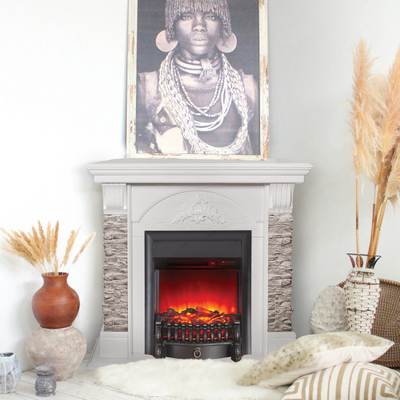 Угловой камин Athena WT с очагом Fobos